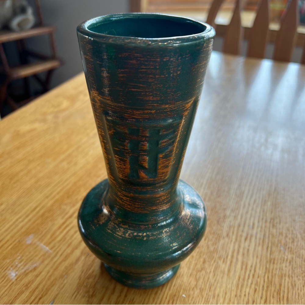 Vintage Savoy Pottery Hand Decorated Vase with Gold Highlights